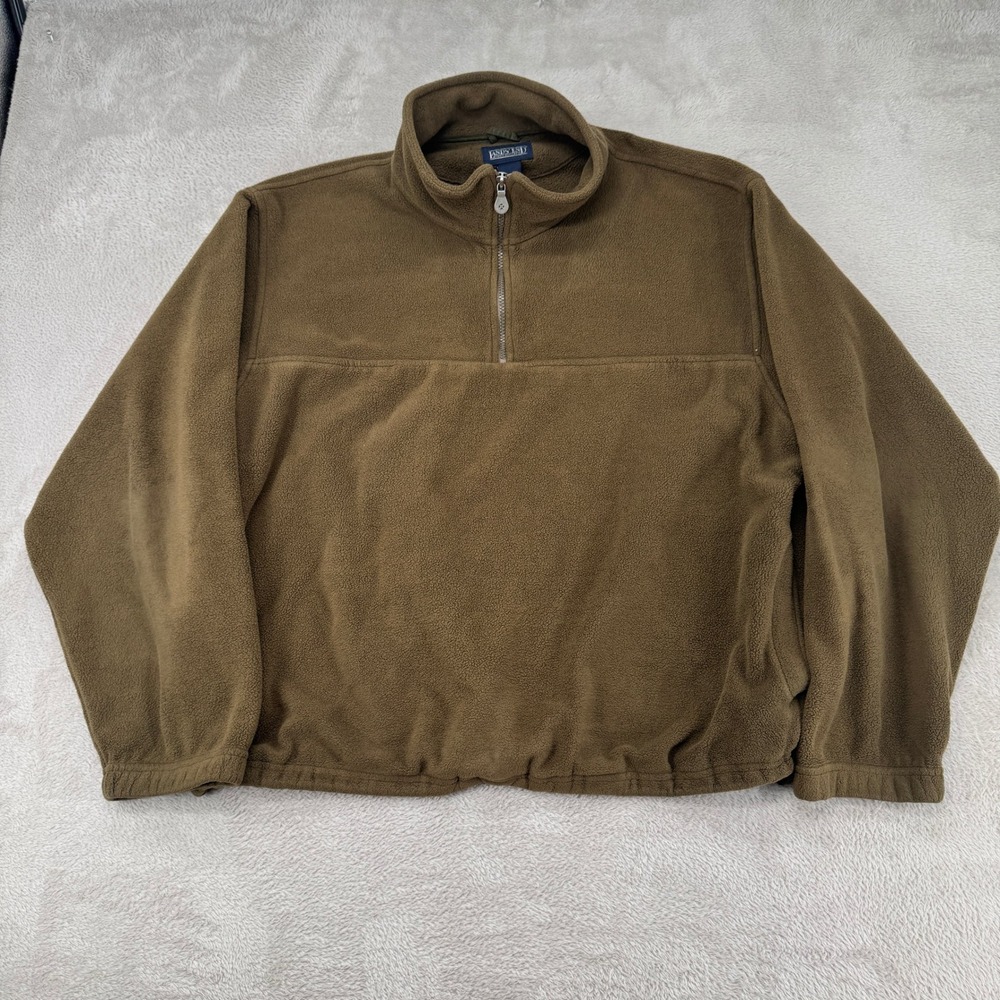 VTG 90s Lands Ends 1/4 Zip Fleece Sweatshirt Mens XL Brown Pullover Mock Neck